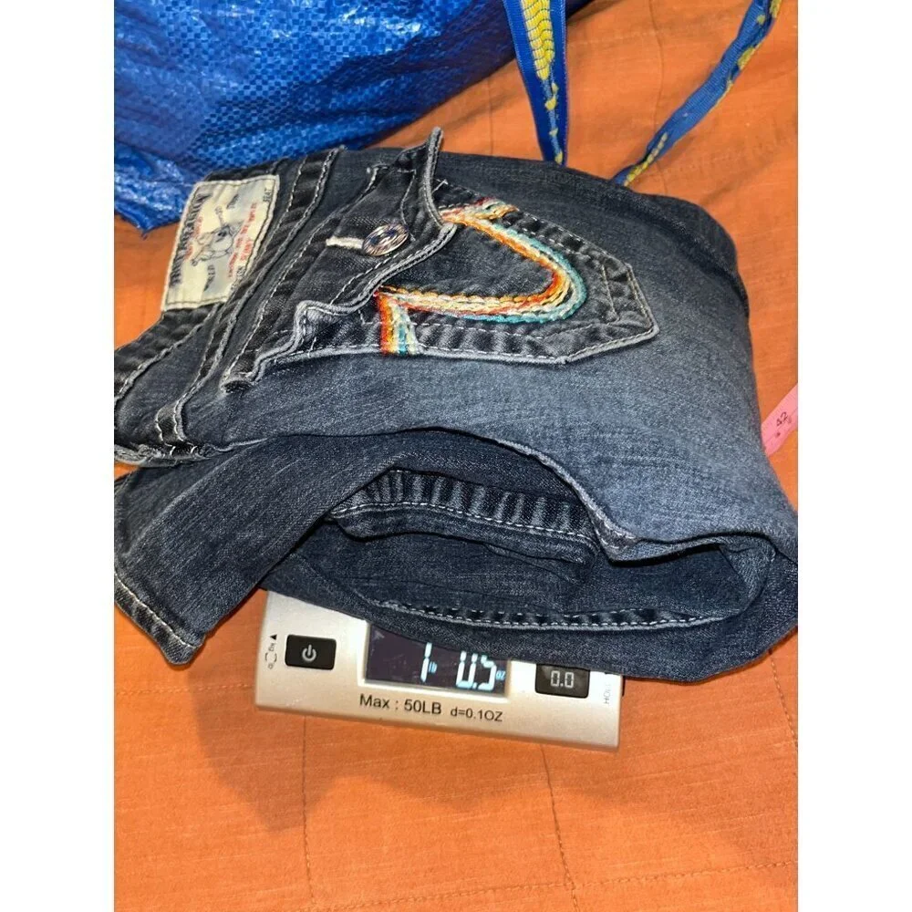 True Religion Blue Denim Embroidered Pockets Skinny Fit Jeans Women's Size 27